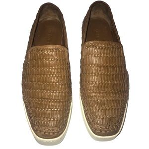 Vince Stafford Leather Vince Women's Brown Woven Slip On Loafer Size 6
